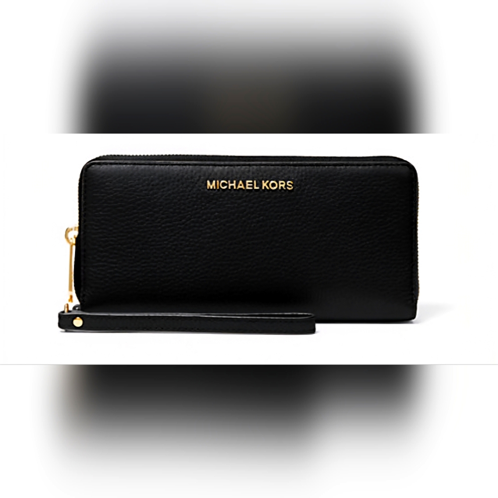 Michael Kors Black Leather Wristlet